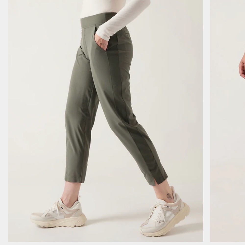 Athleta Brooklyn Mid Rise Ankle Pant, Olive, 12, PG1116